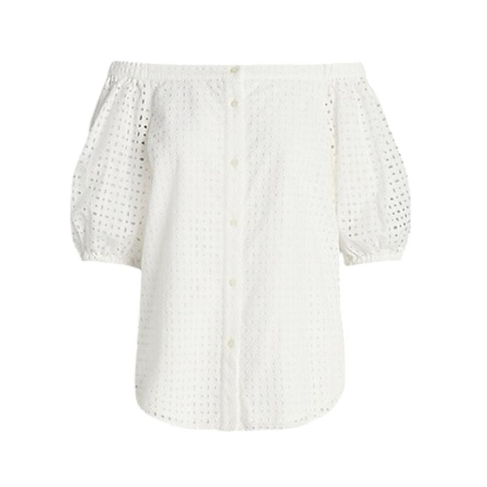 Blouse Lauren Ralph Lauren White Eyelet Off Shoulder XL